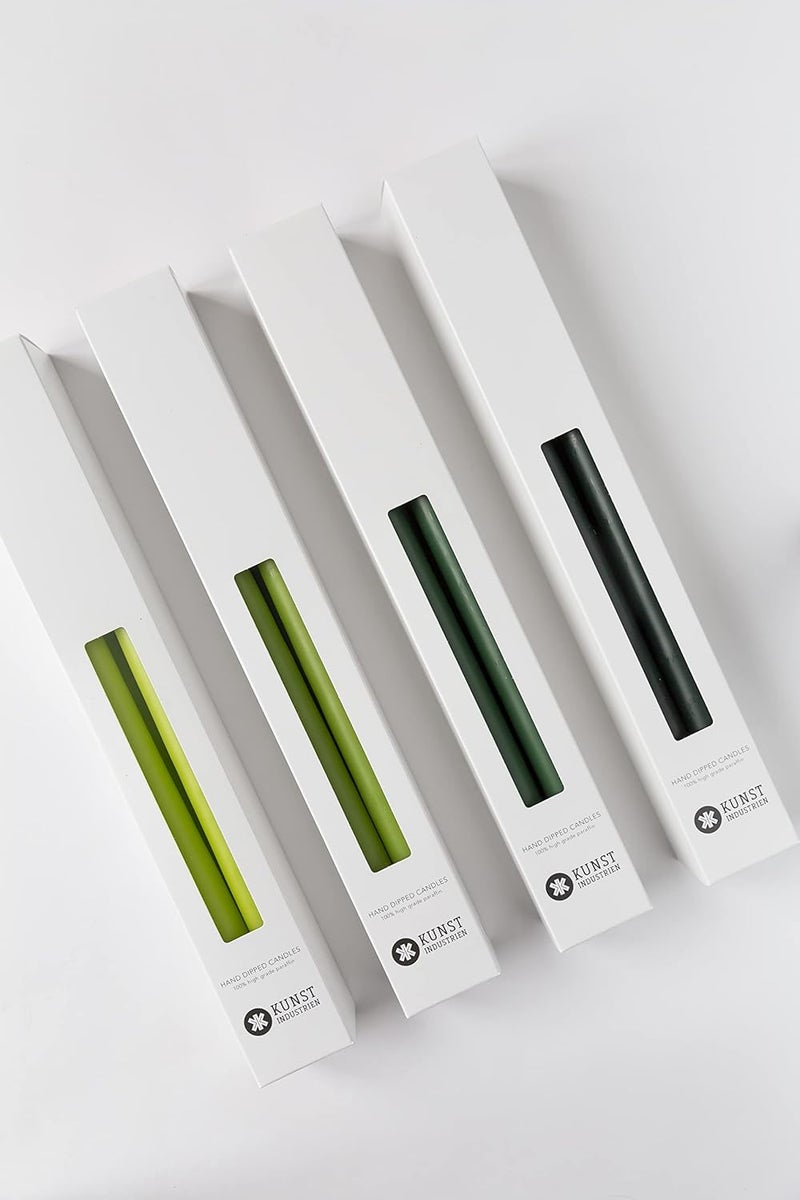 Kunstindustrien ® Taper Candles – Set of 4, 13.8" – Made in Denmark, Long Burning Candles 15h, Unscented & Smokeless Candlesticks – Elegant Tall Candles for Weddings, Dinners & Home Decor (Light Green) - Image 4